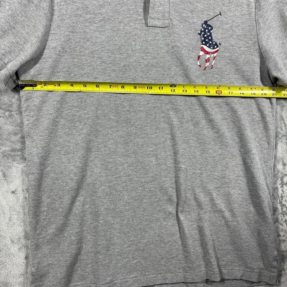 Polo Ralph Lauren Gray Short‎ Sleeve Polo Shirt American Big Pony Size Mens L